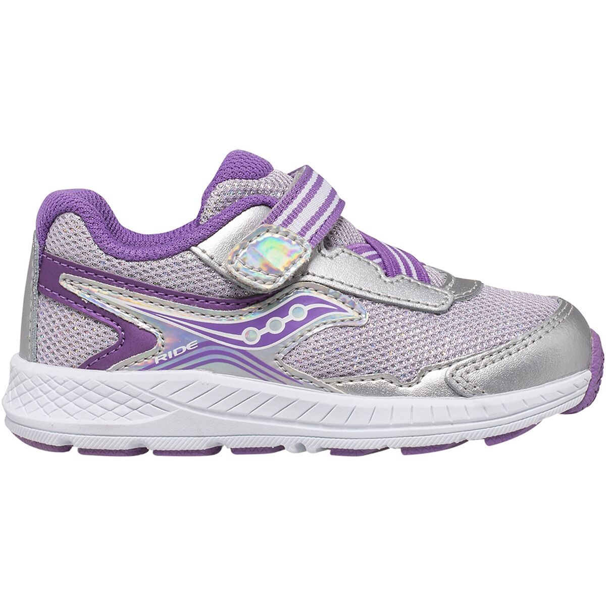 Saucony Ride 10 Jr Shoe - Toddler Girls' Silver/Purple, 4.0