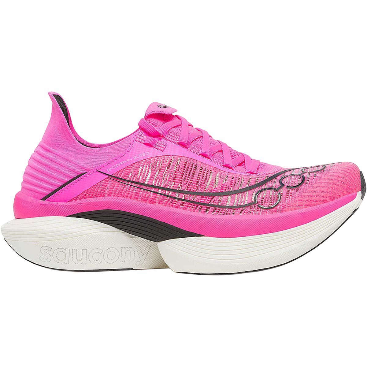 Image of Saucony Endorphin Elite 2 Running Shoe Shock/Black, Mens 8.5/Womens 10.0