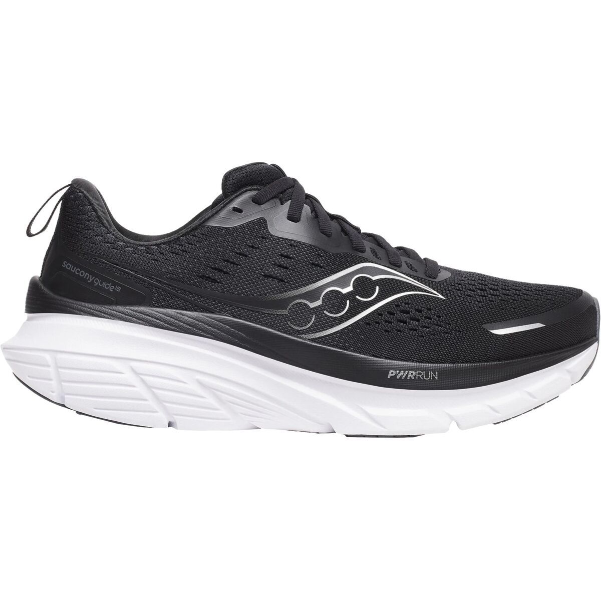 Image of Saucony Guide 18 Running Shoe - Men's Black/White, 11.5