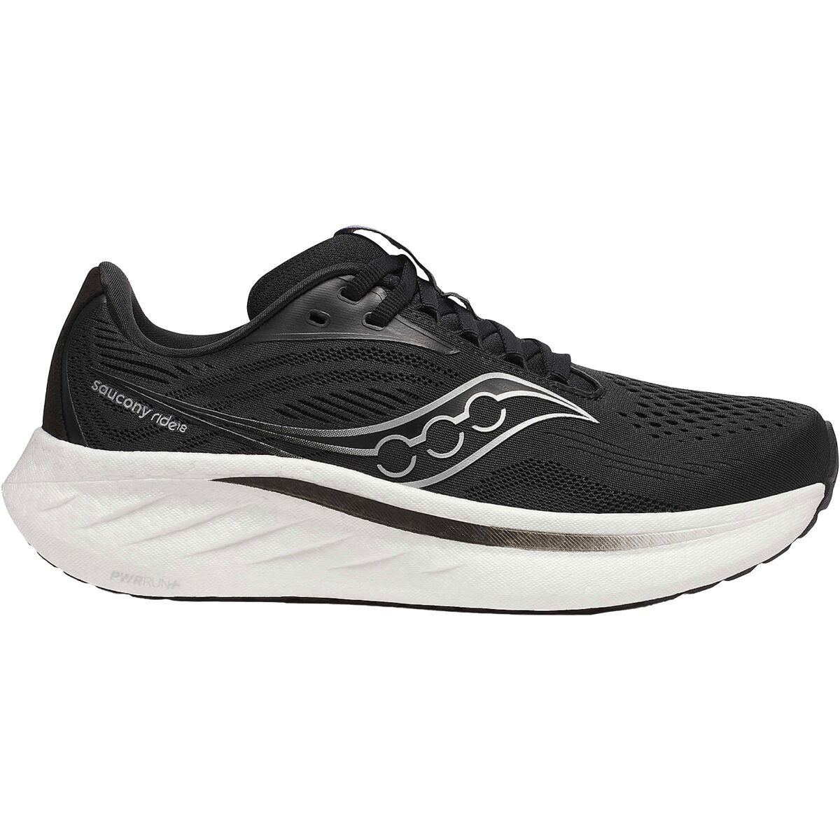 Image of Saucony Ride 18 Running Shoe - Women's Black/White, 7.5