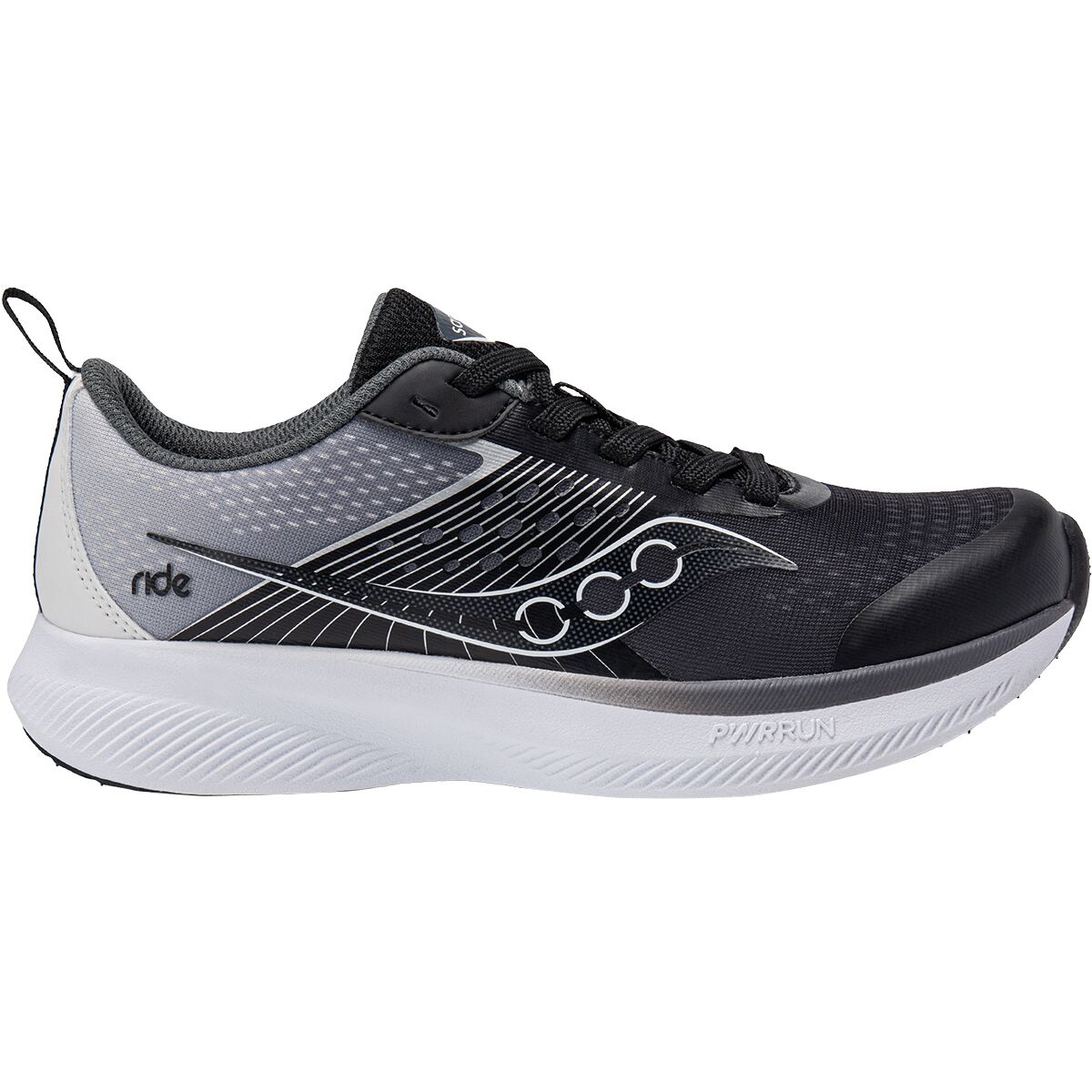 Image of Saucony Ride Kdz Shoe - Kids' Black/White, 5.0