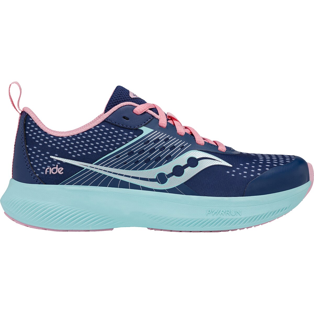 Image of Saucony Ride Kdz Shoe - Kids' Navy/Teal, 4.0