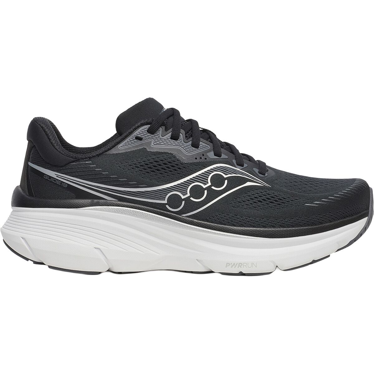 Image of Saucony Guide 19 Running Shoe - Men's Black/Silver, 9.0