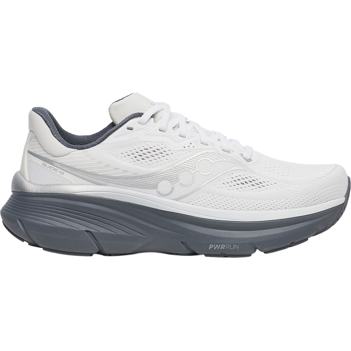 Image of Saucony Guide 19 Running Shoe - Men's White/Shadow, 10.5