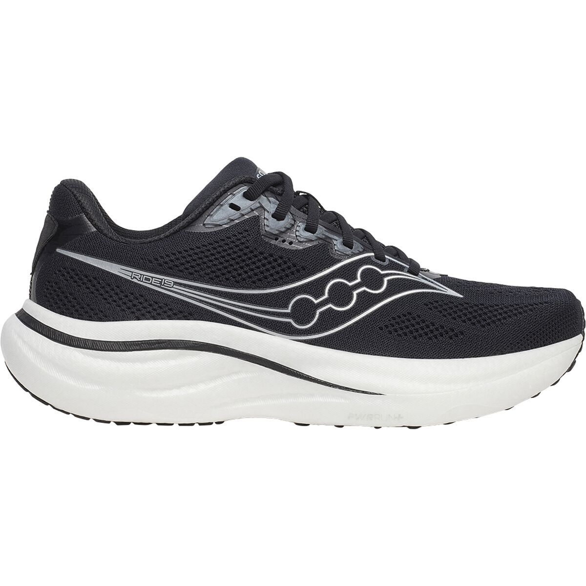 Image of Saucony Ride 19 Running Shoe - Men's Black/Silver, 11.5