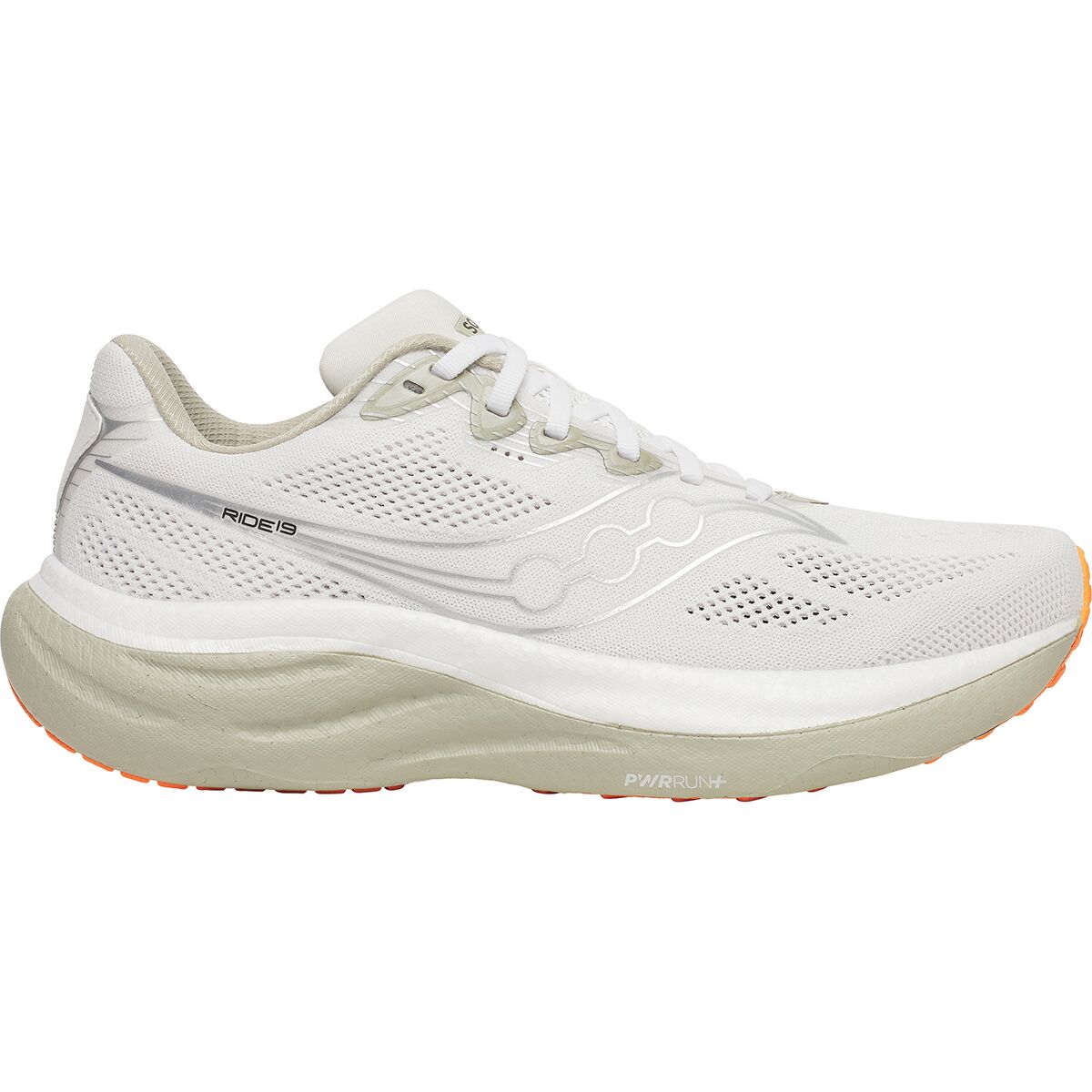 Image of Saucony Ride 19 Running Shoe - Men's White/Sage, 12.0
