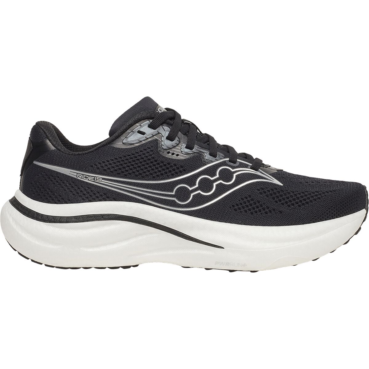 Image of Saucony Ride 19 Running Shoe - Women's Black/Silver, 9.0