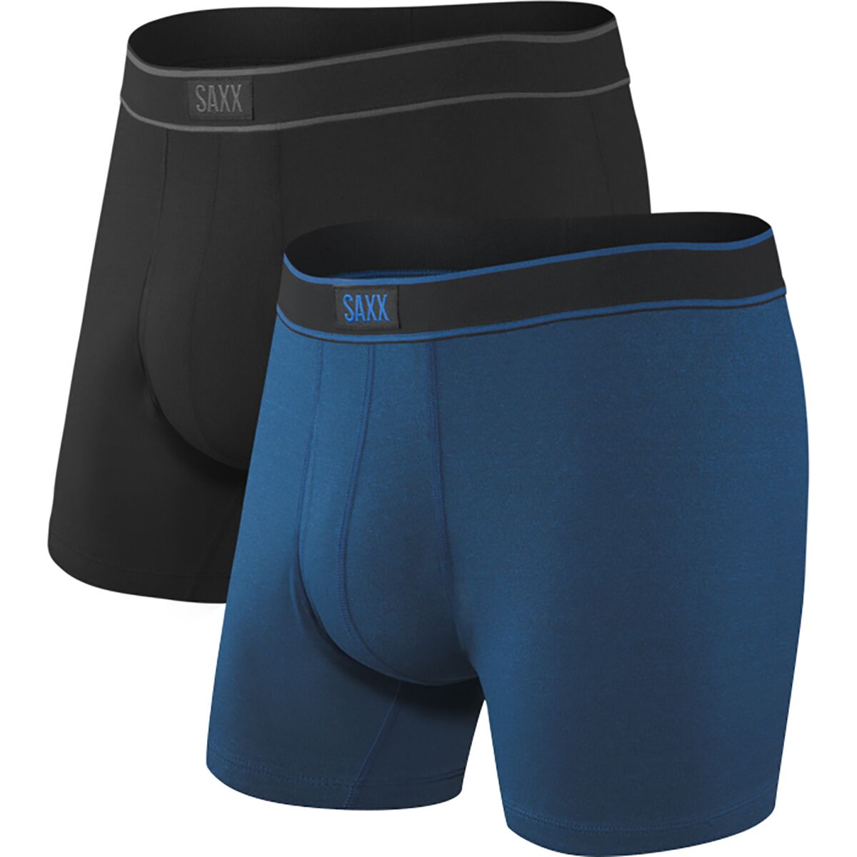 Image of SAXX Daytripper Boxer Brief + Fly - 2-Pack - Men's Black/City Blue Heather, XL