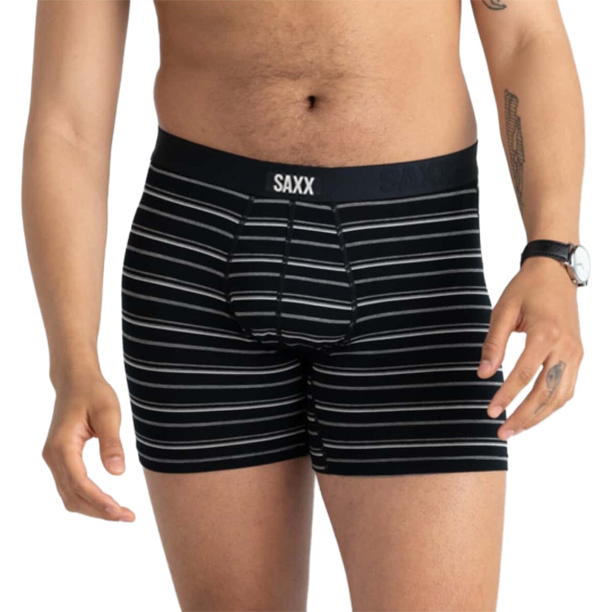 Image of SAXX Vibe Xtra Soft Boxer Brief + Fly - Men's Black Coast Stripe, S