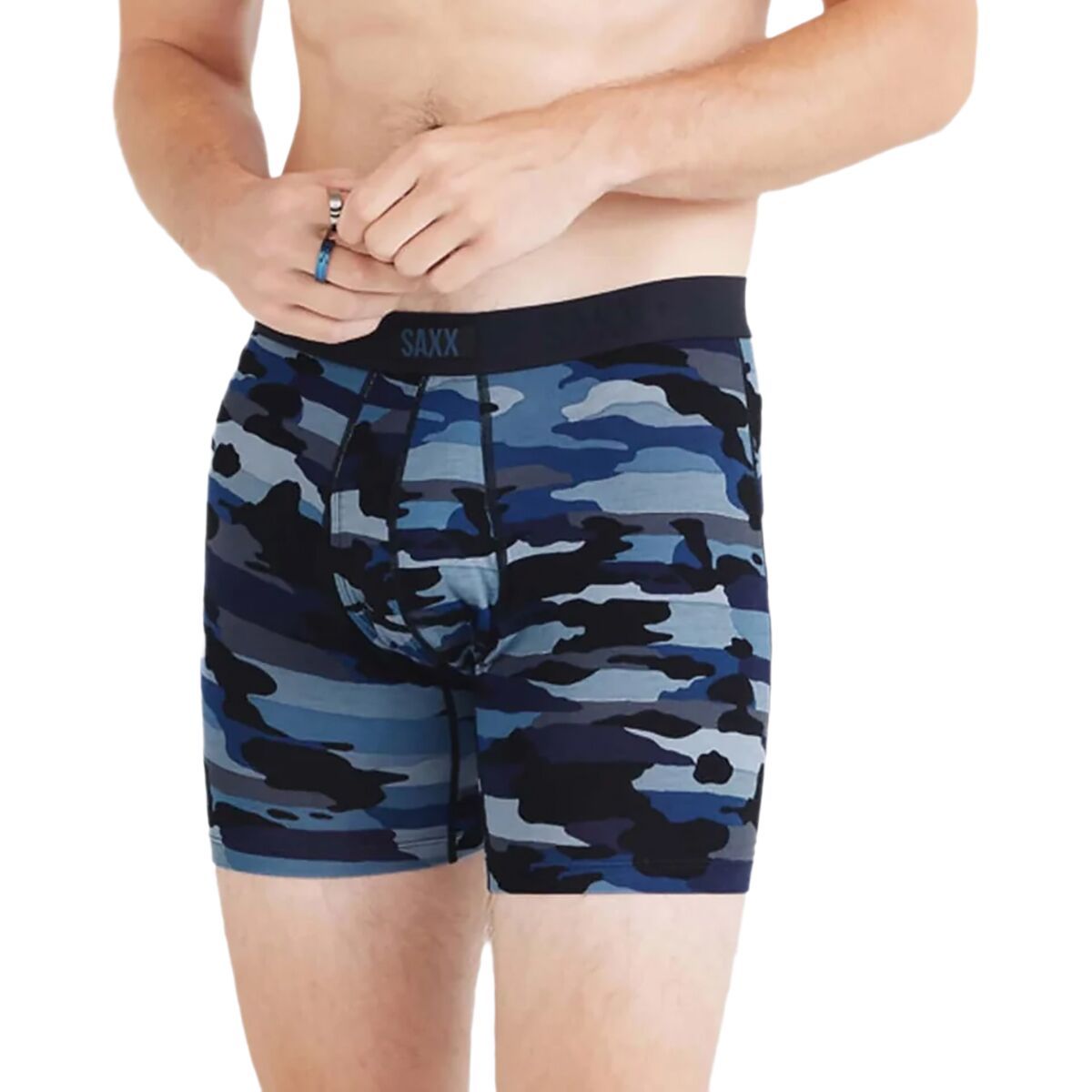 Image of SAXX Vibe Xtra Soft Boxer Brief + Fly - Men's Cloudbank Camo/Navy, XXL