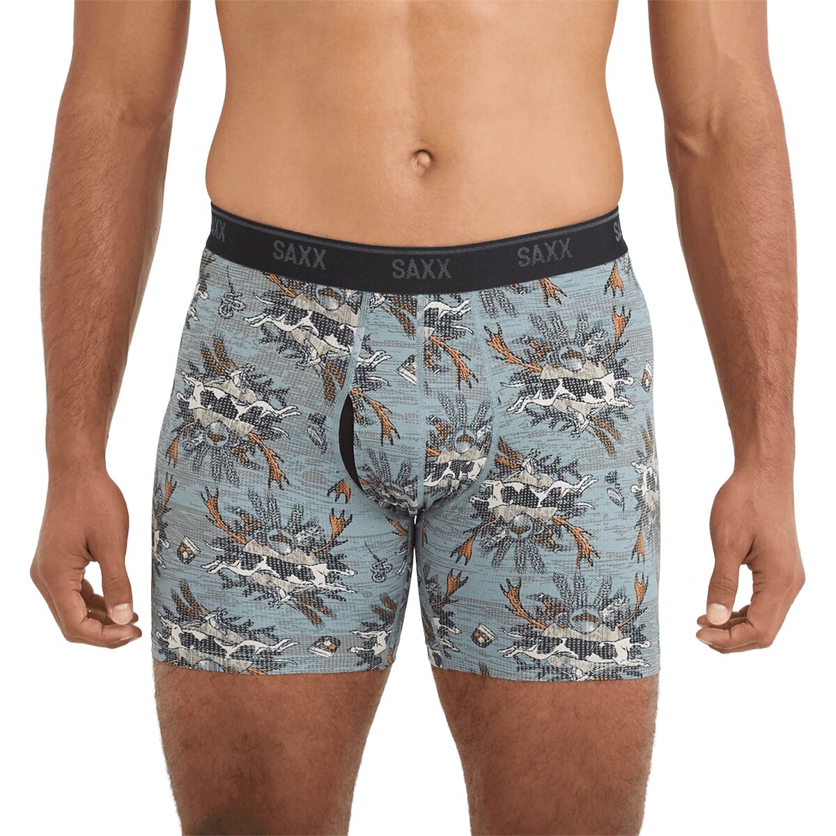 Image of SAXX Quest Quick-Dry Mesh Boxer Brief + Fly - Men's Hunting Lodge/Silver Pine, L