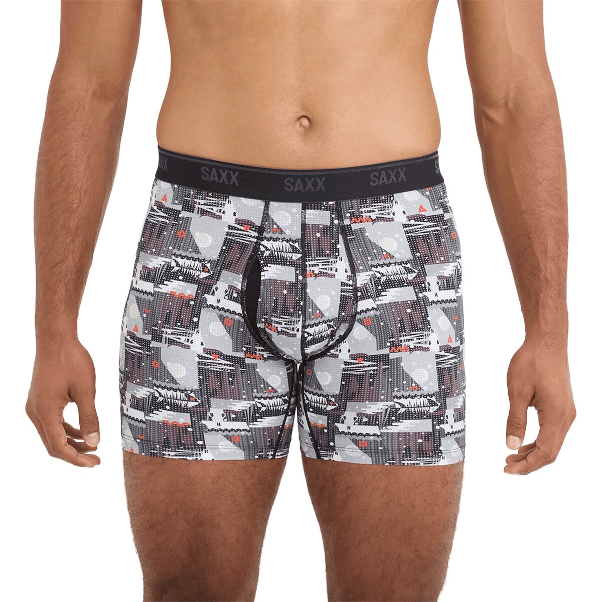 Image of SAXX Quest Quick-Dry Mesh Boxer Brief + Fly - Men's Winter Trek/Black, L
