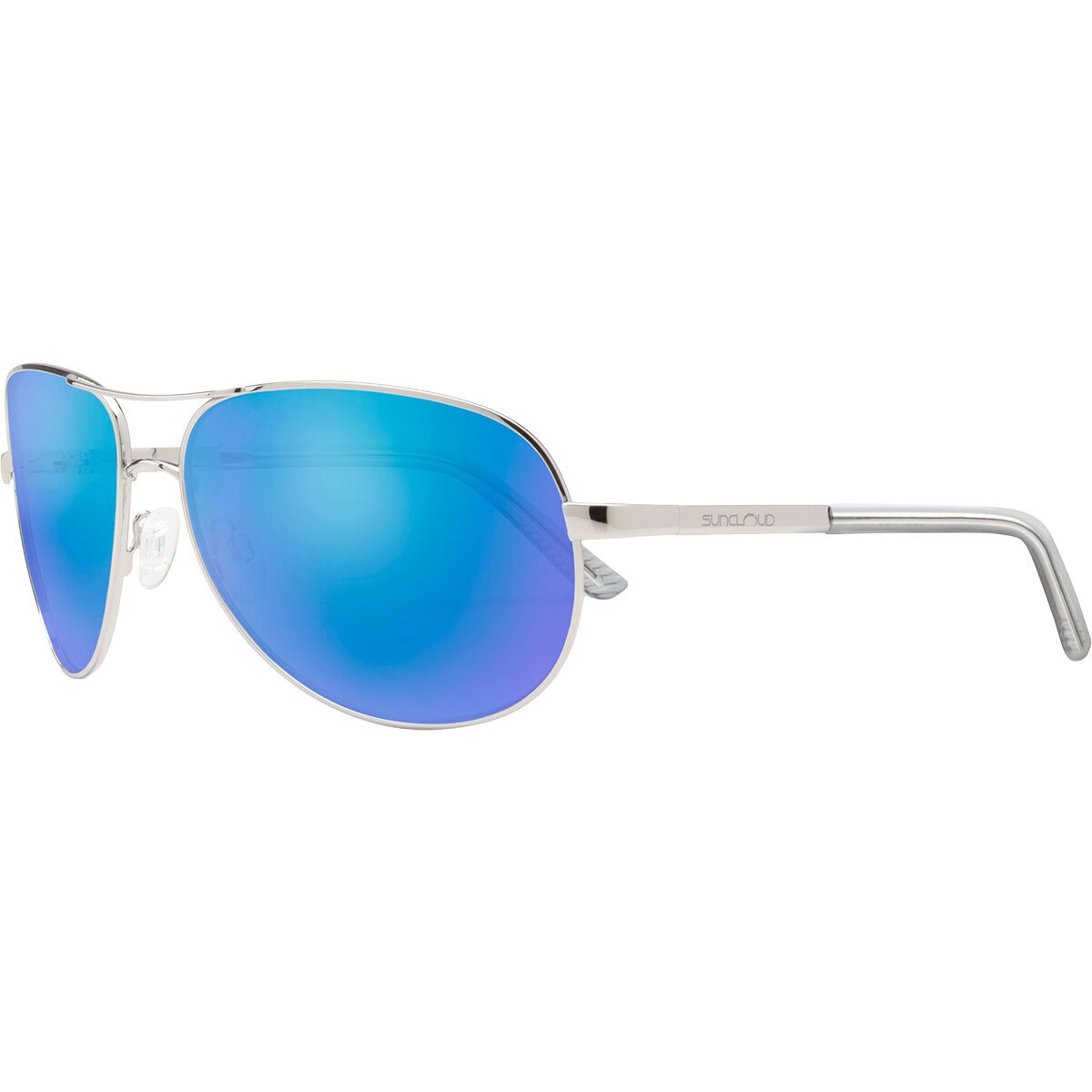 Image of Suncloud Polarized Optics Aviator Polarized Sunglasses Silver/Polar Blue Mirror, One Size
