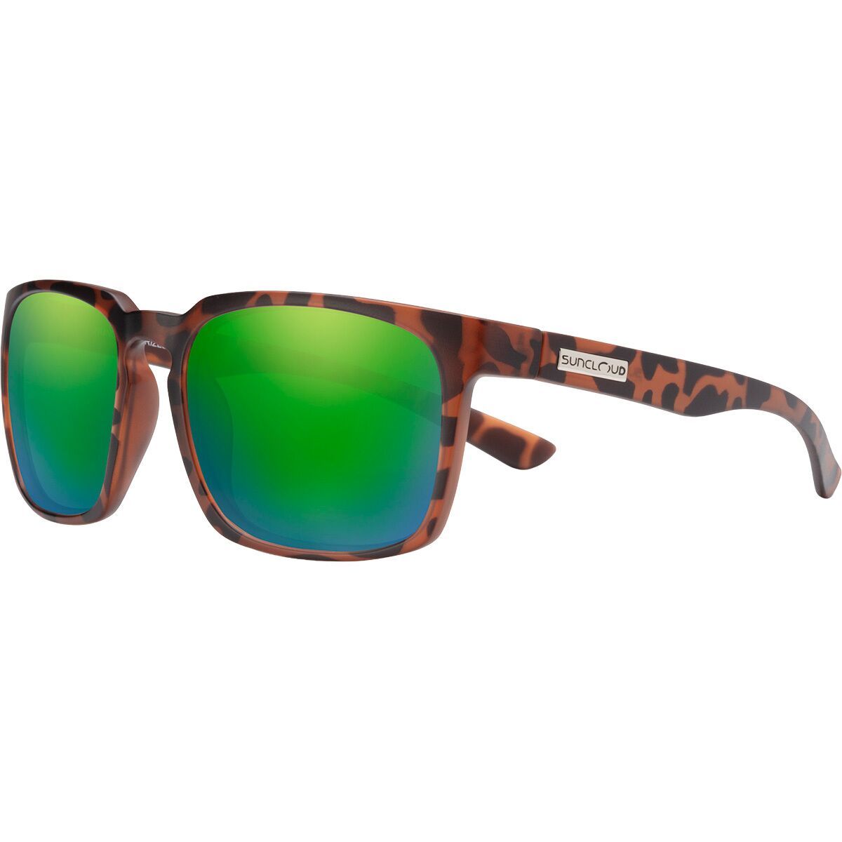 Image of Suncloud Polarized Optics Hundo Polarized Sunglasses Matte Tortoise/Polar Green Mirror, One Size
