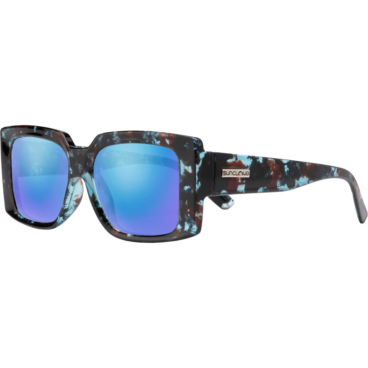 Image of Suncloud Polarized Optics Astoria Polarized Sunglasses Blue Tortoise/Polarized Blue Mirror, One Size