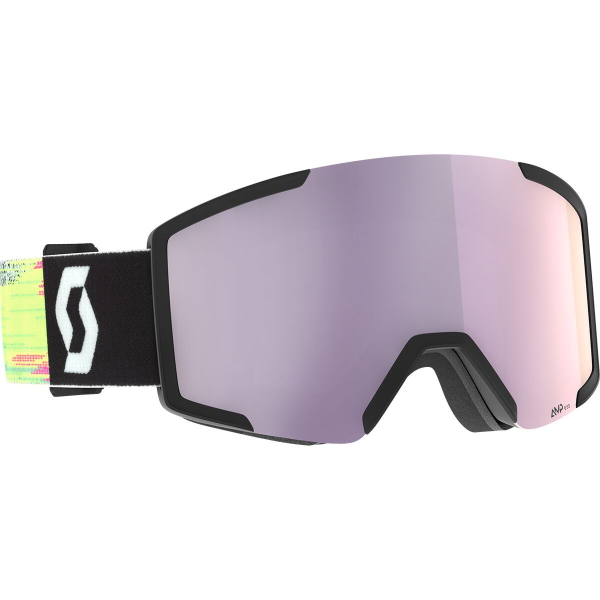 Image of Scott Shield Goggles Black/Neon Yellow - Lavender Chrome, One Size