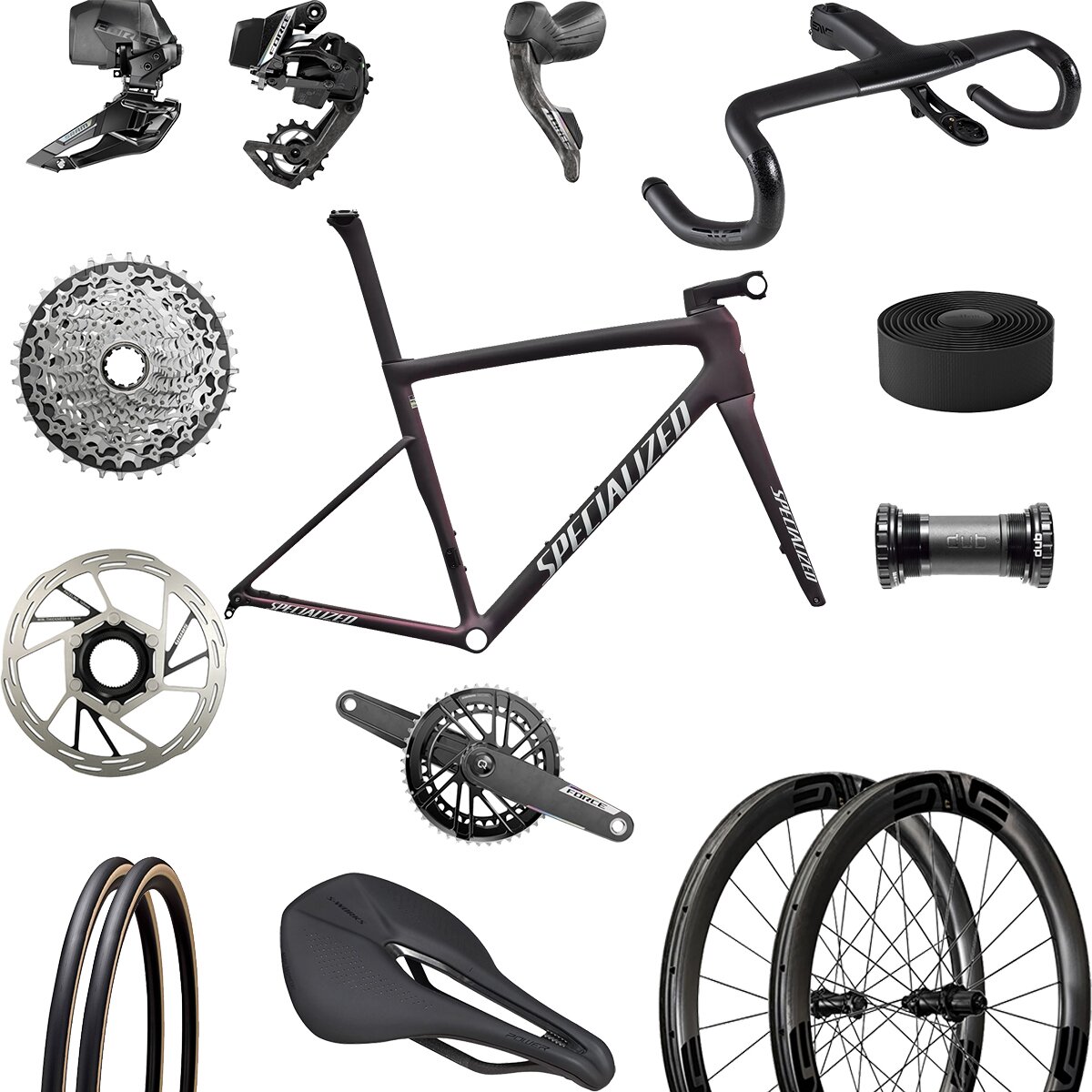 Image of Specialized Tarmac SL8 Force AXS Carbon Wheel Exclusive Road Bike Satin Carbon/Super Red Pearl, 52