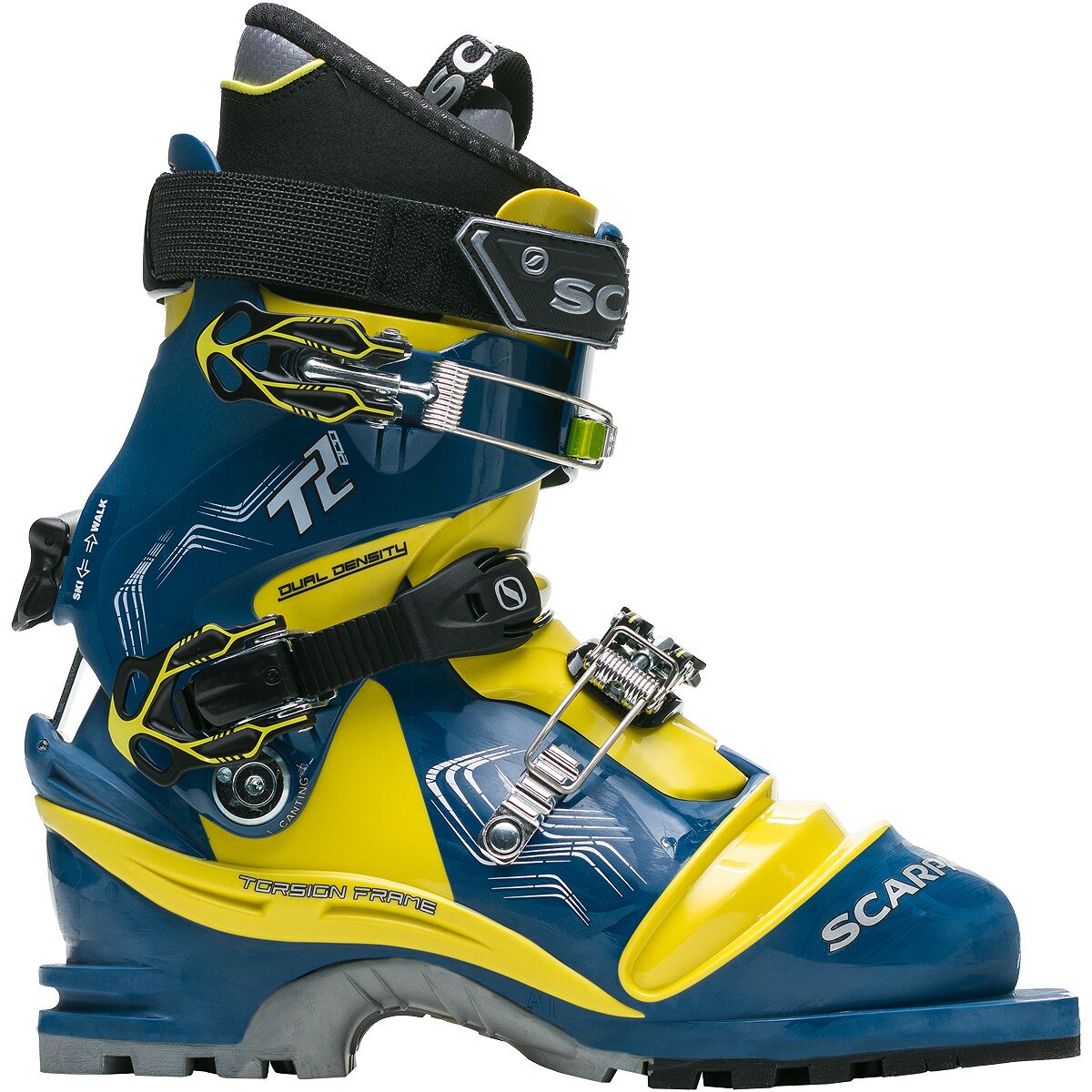 Image of Scarpa T2 Eco Telemark Boot - 2027 True Blue/Acid Green, 25.5
