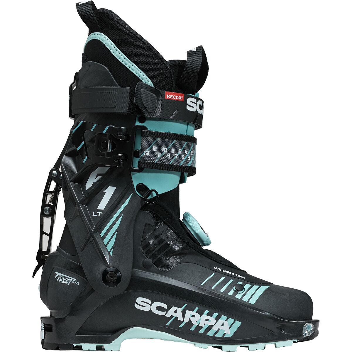 Image of Scarpa F1 LT Alpine Touring Boot - 2026 - Women's Carbon/Aqua, 27.0