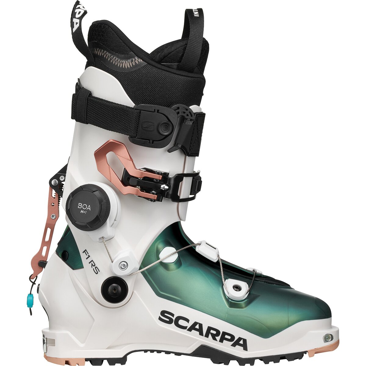 Image of Scarpa F1 RS Alpine Touring Boot - 2027 - Women's White/Rainbow Green, 24.5