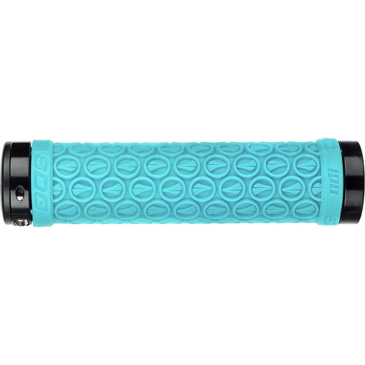 Image of SDG Components Hansolo Lock-On Grips Cyan/Black Ano Lock Rings, 130mm