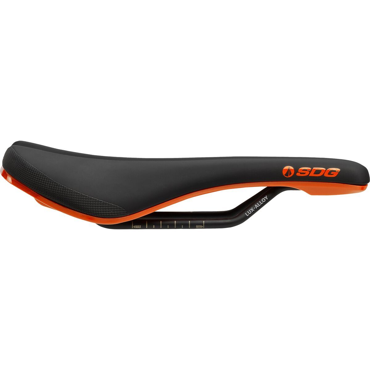 Image of SDG Components Bel-Air V3 Lux-Alloy Saddle Black/Orange, 140mm