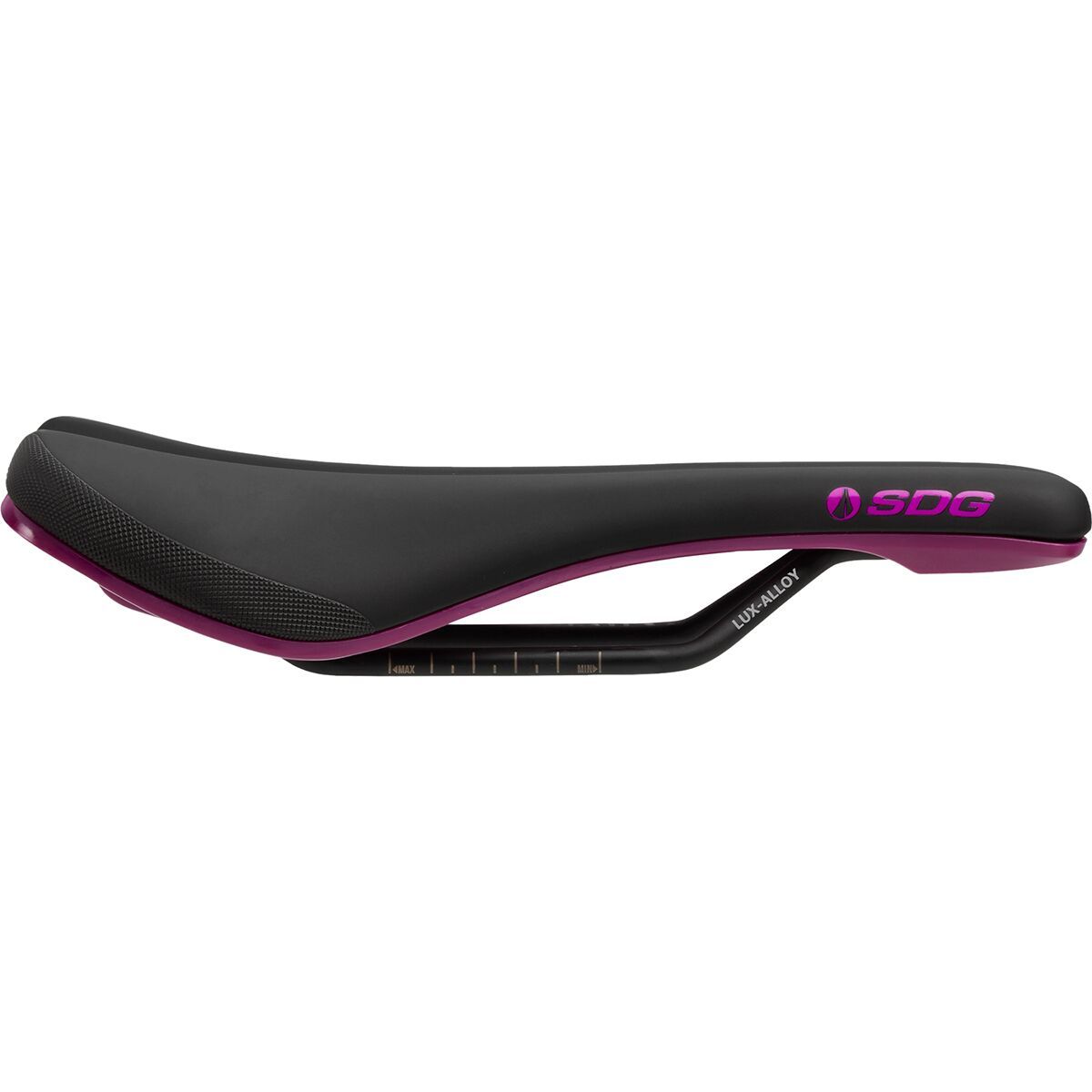 Image of SDG Components Bel-Air V3 Lux-Alloy Saddle Black/Purple, 140mm
