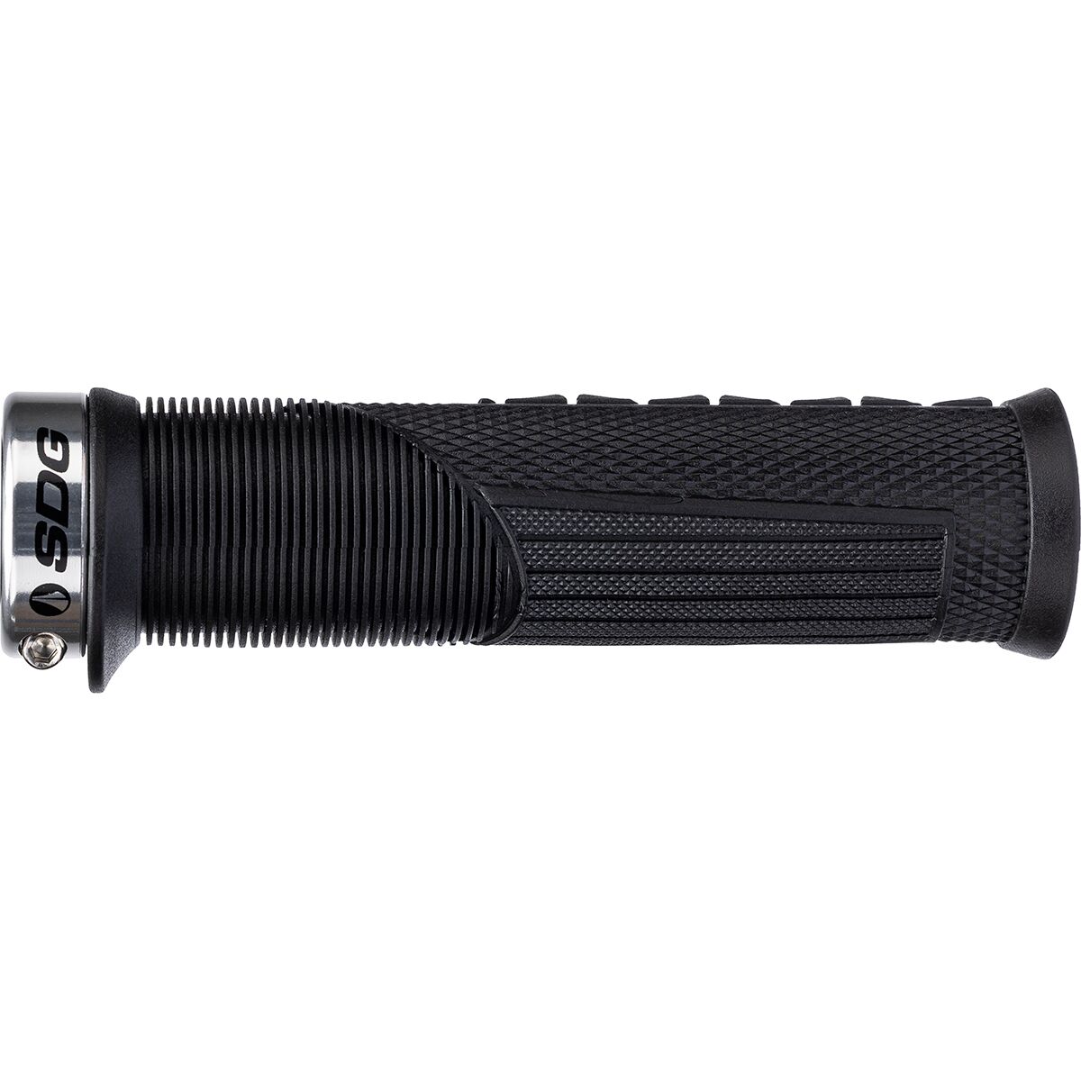 Image of SDG Components Thrice OC Lock-On Grips Black/Silver, 32.5mm