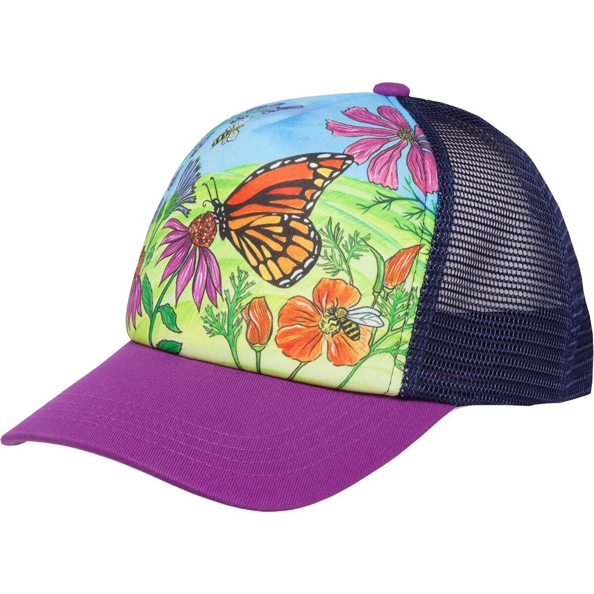 Image of Sunday Afternoons Artist Series Cooling Trucker Hat - Kids' Butterfly and Bees, M/L