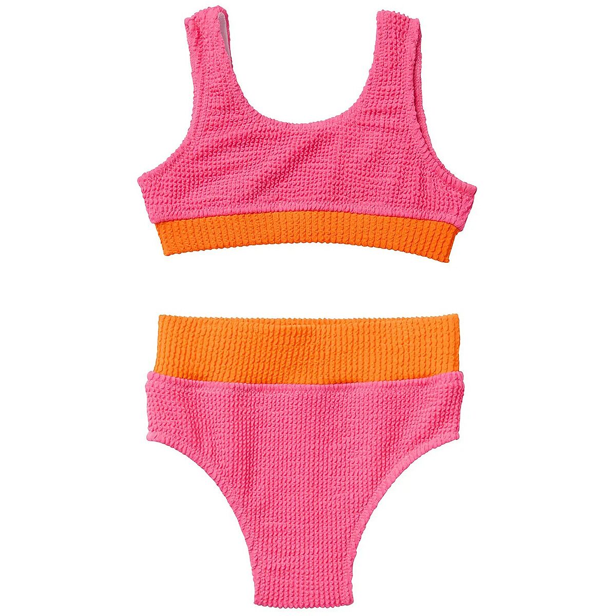 Image of Seaesta Surf Crinkle Two Piece Swimsuit - Girls' Neon, 8/9