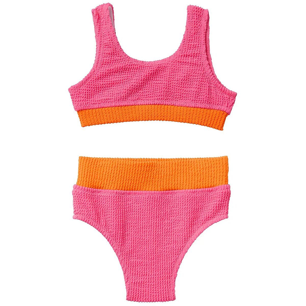 Image of Seaesta Surf Crinkle Two Piece Swimsuit - Girls' Neon, 7/8