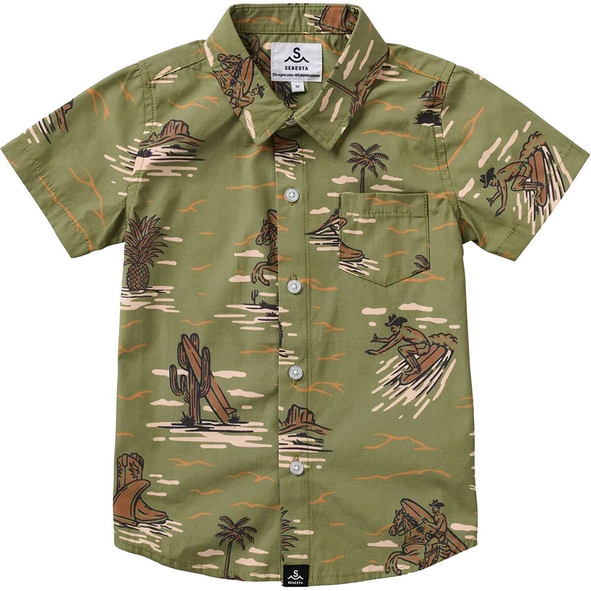 Image of Seaesta Surf Surfing Cowboy Button Up Shirt - Boys' Cactus, 8/9