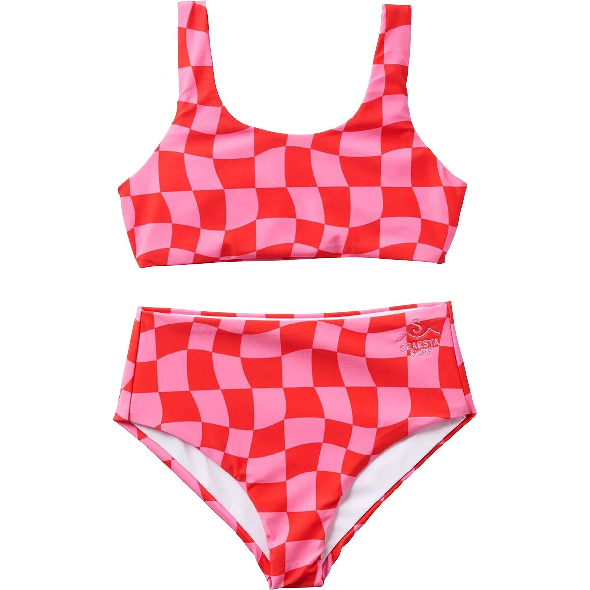 Image of Seaesta Surf Wavy Check Two Piece Swimsuit - Girls' Fuchsia, 5/6