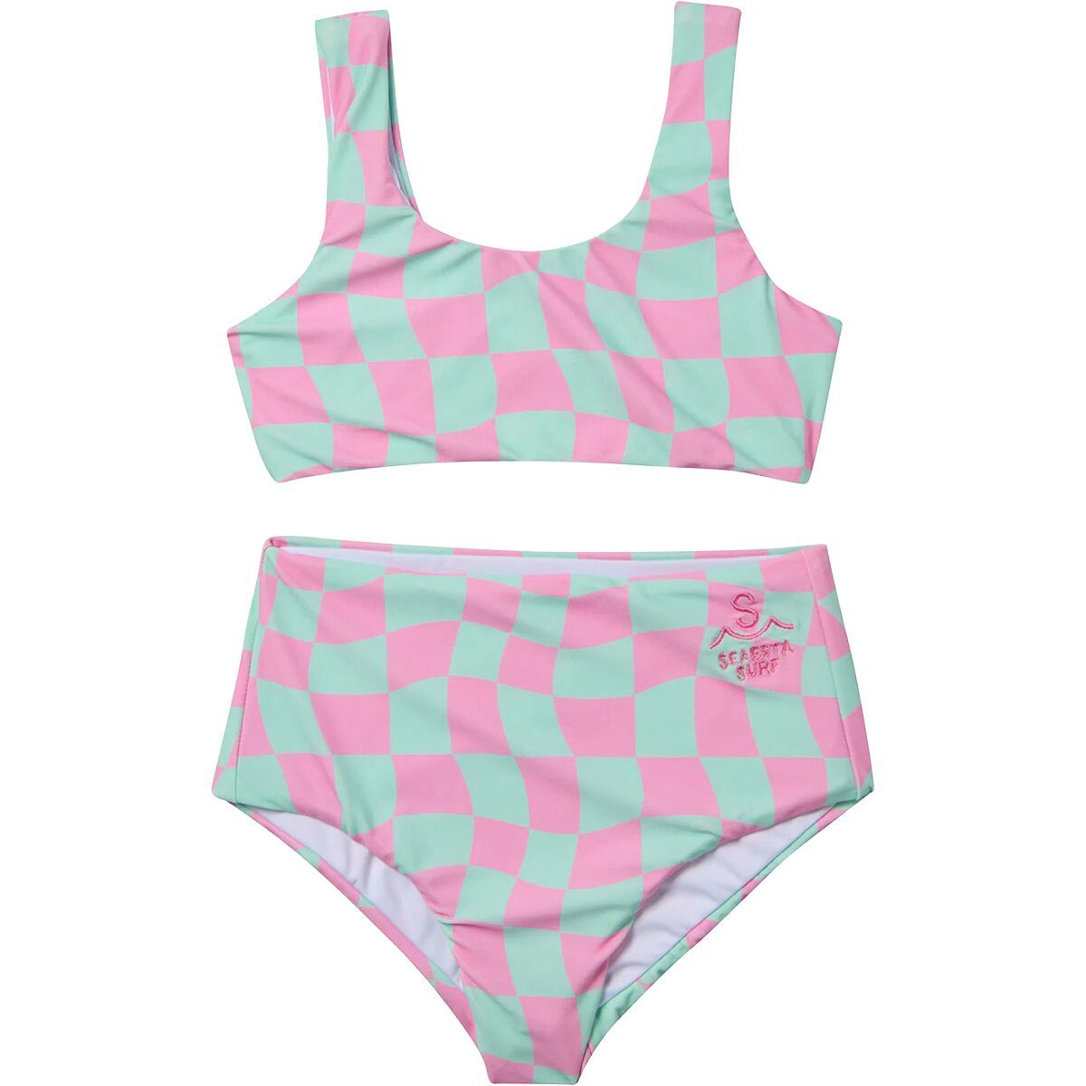 Image of Seaesta Surf Wavy Check Two Piece Swimsuit - Girls' Hydrangea, 6/7