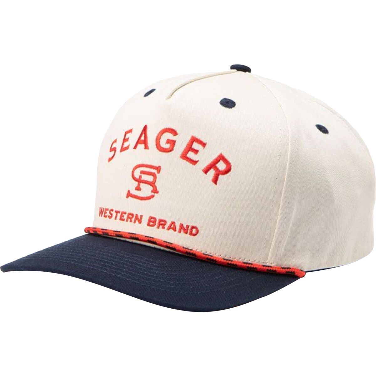 Image of Seager Co. Branded Snapback Cream/Navy, One Size