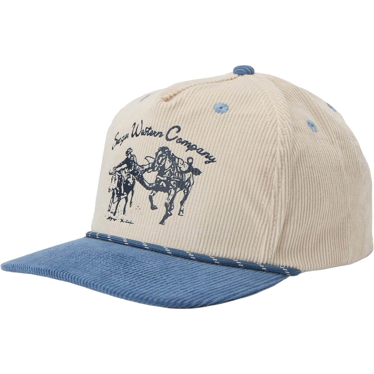 Image of Seager Co. Los Rios Corduroy Snapback Hat Cream/Blue, One Size