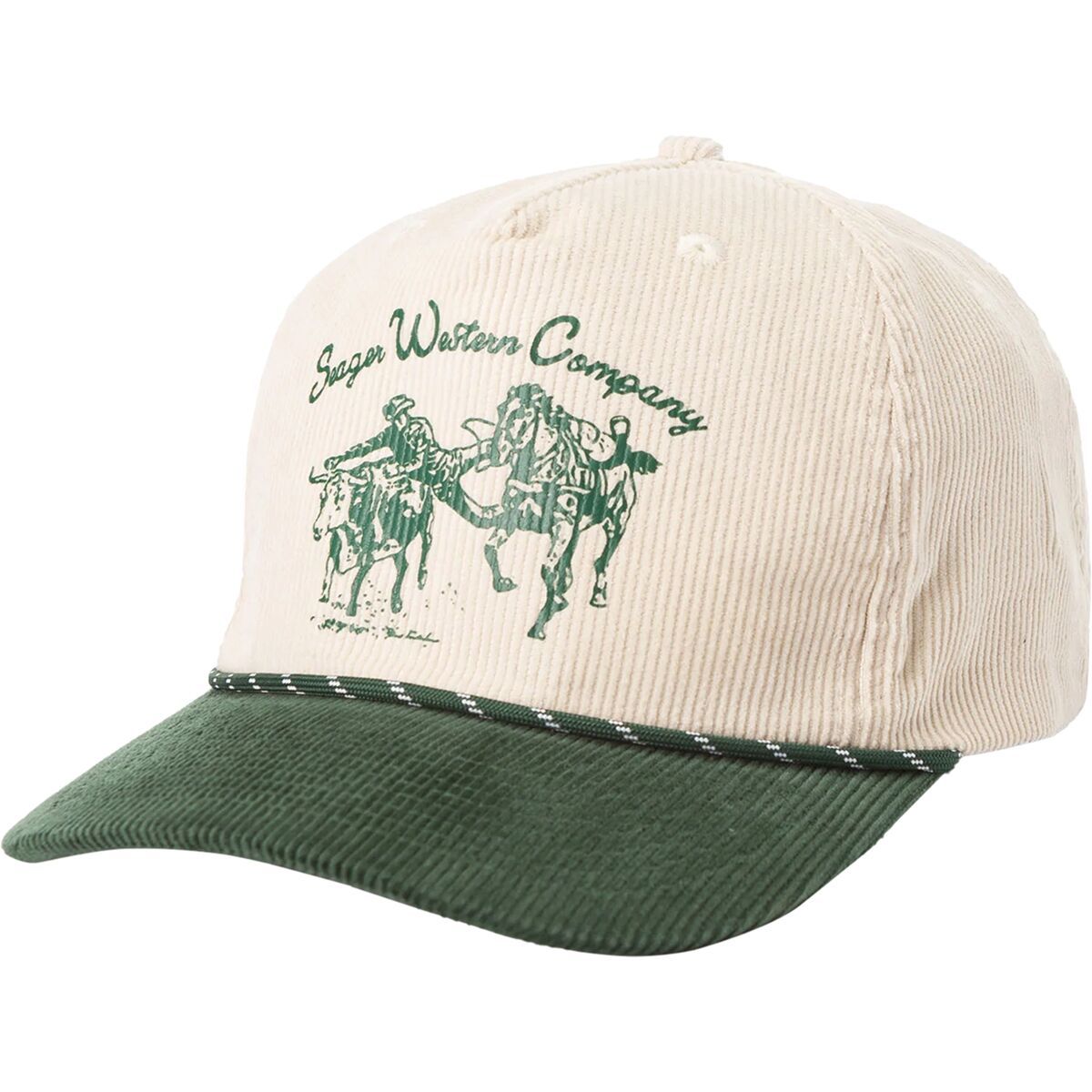 Image of Seager Co. Los Rios Corduroy Snapback Hat Natural Green, One Size