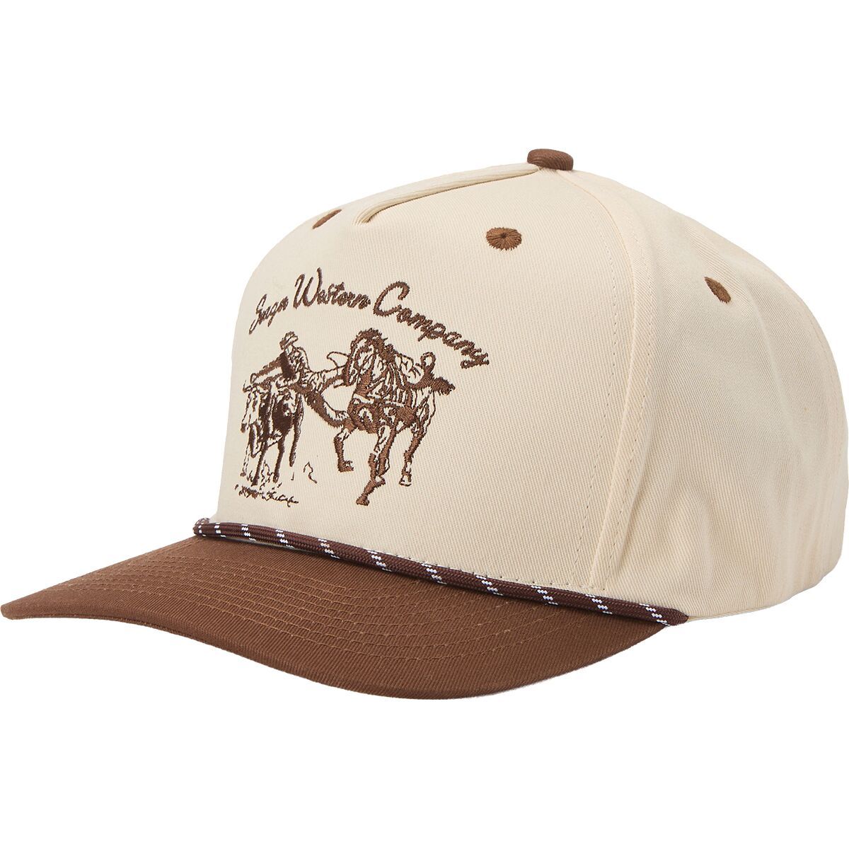 Image of Seager Co. Los Rios Canvas Snapback Hat Cream/Brown, One Size