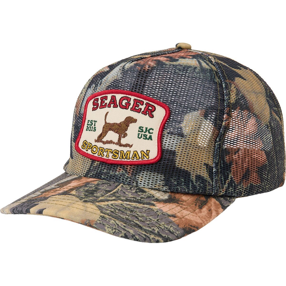 Image of Seager Co. Sportsman Mesh Trucker Hat SJC Camo, One Size