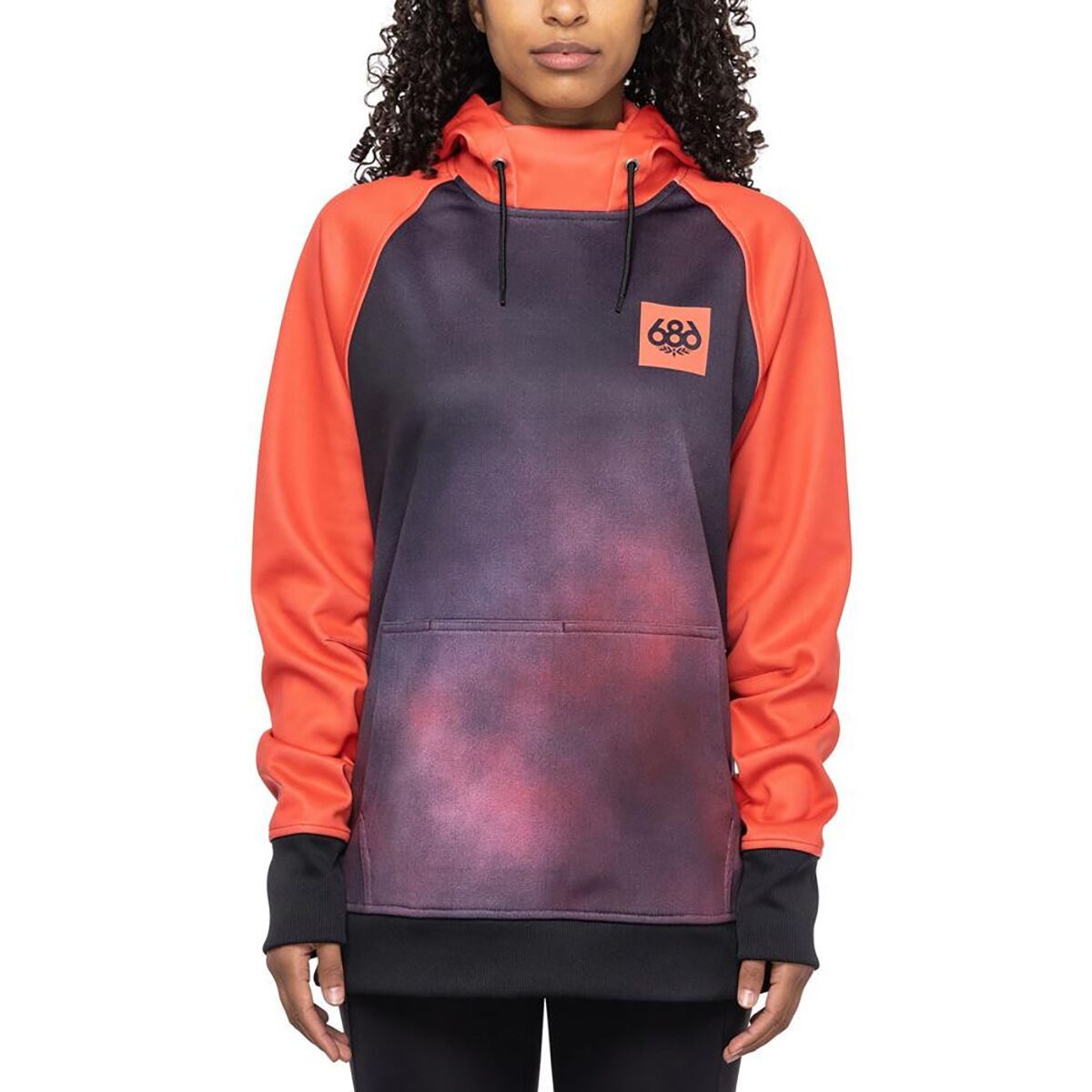 686 Bonded Fleece Pullover Hoodie - Women's Hot Coral Colorblock, S