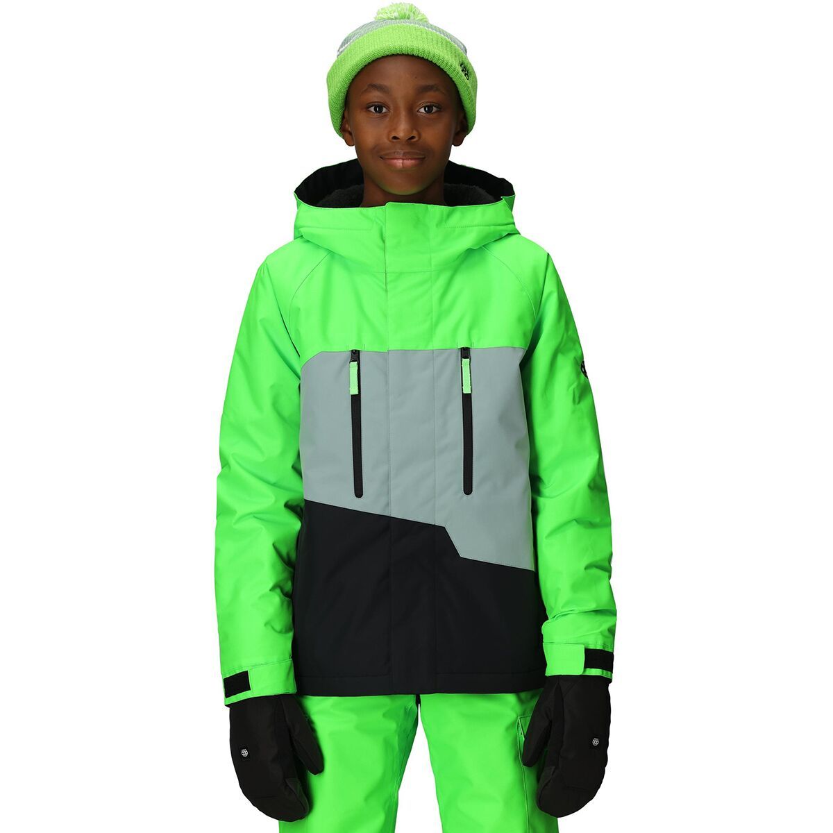 Image of 686 Geo Insulated Jacket - Boys' Borealis Green Colorblock, XL