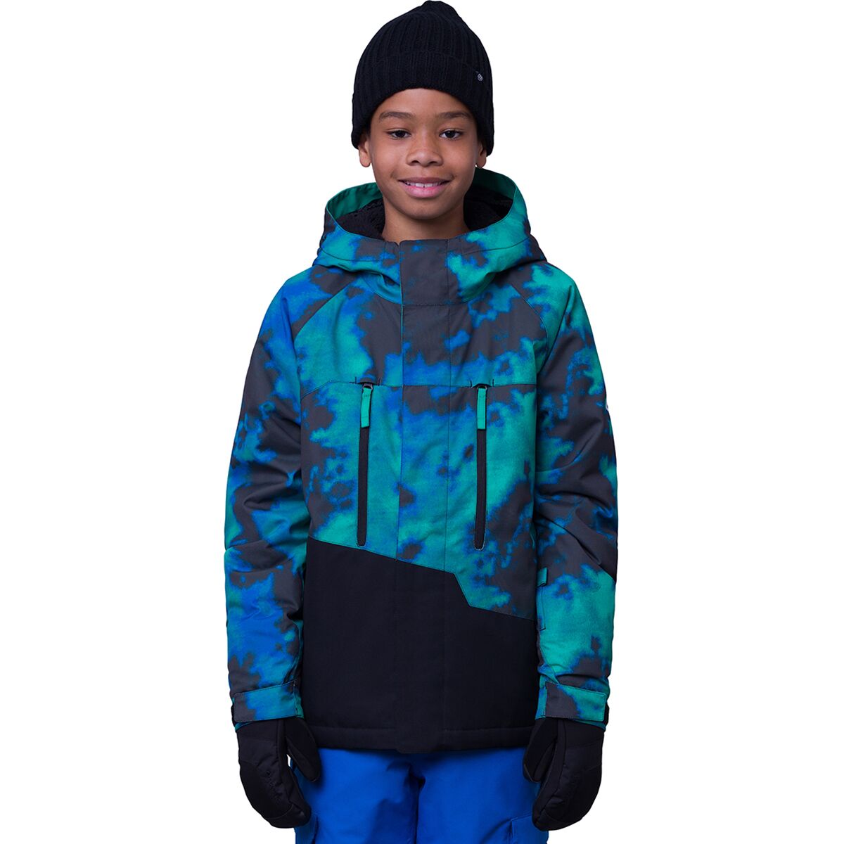 686 Geo Insulated Jacket - Boys' Greenery Nebula Colorblock