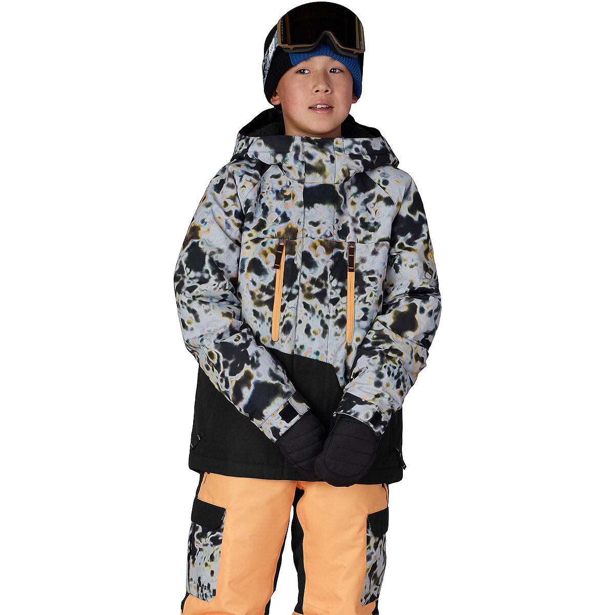 Image of 686 Geo Insulated Jacket - Boys' Grey Tundra Colorblock, L