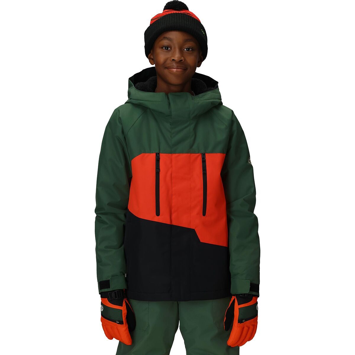 Image of 686 Geo Insulated Jacket - Boys' Moss Green Colorblock, S