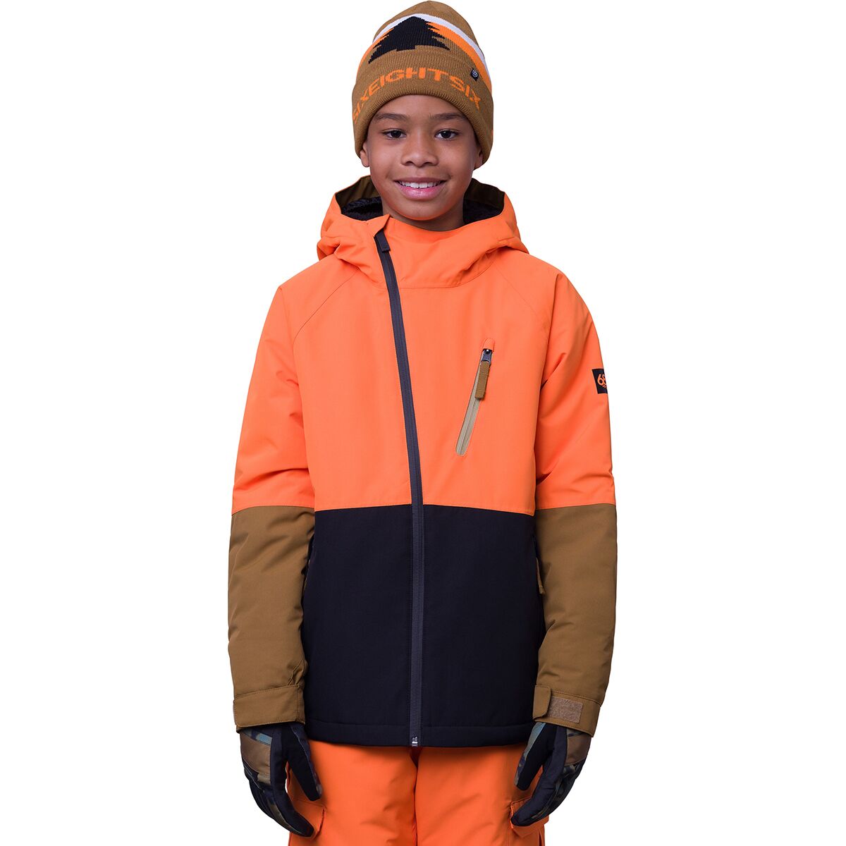 686 Hydra Insulated Jacket - Boys' Vibrant Orange Colorblock