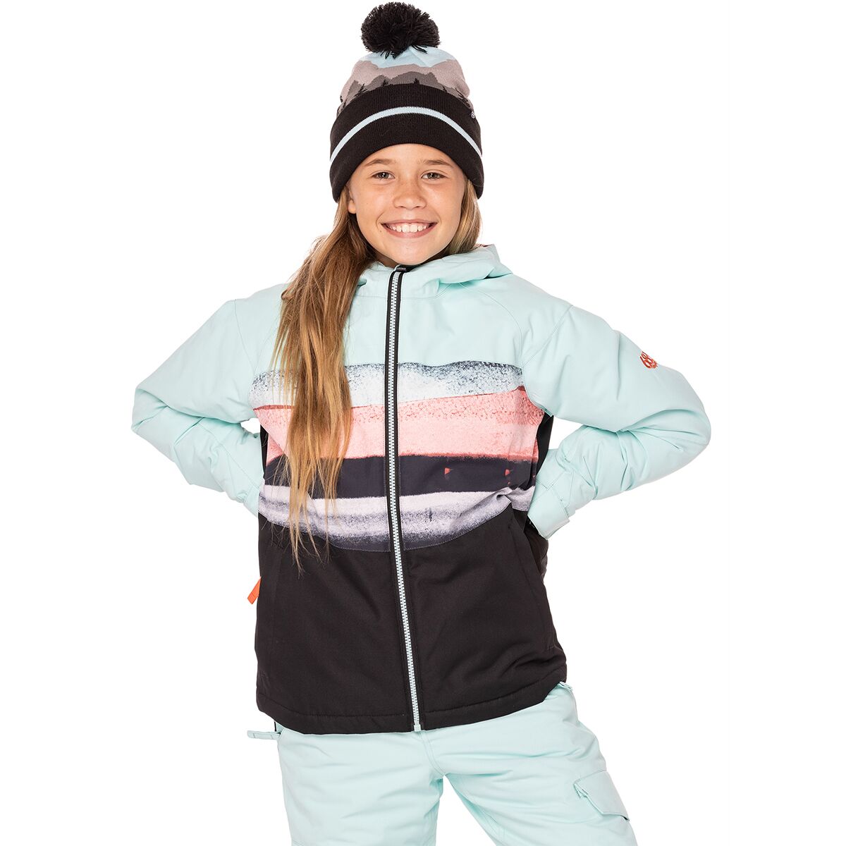 686 Athena Insulated Jacket - Girls' Icy Blue Sunset Stripe Colorblock
