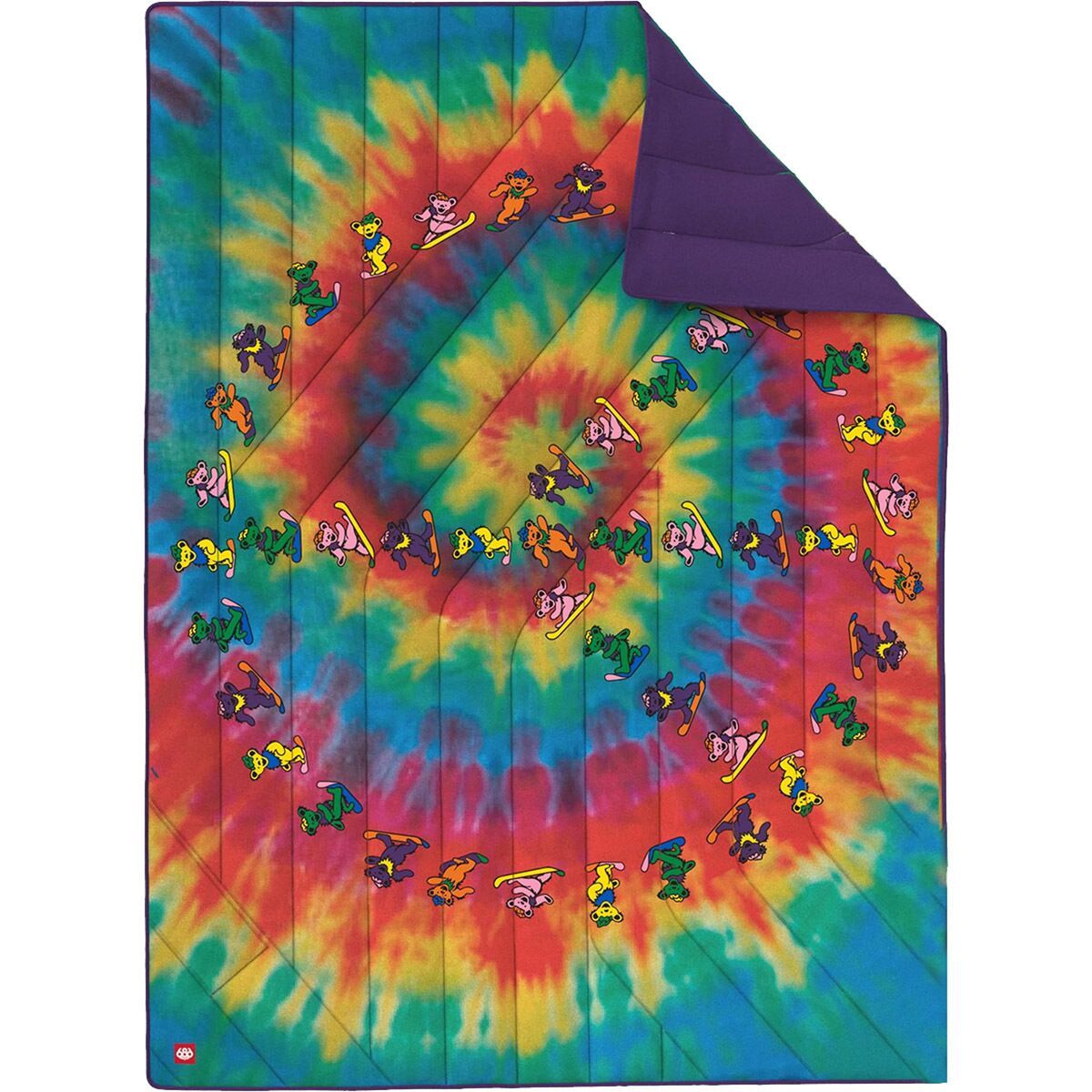 686 Waterproof Hooded Puffer Blanket Grateful Dead Purple Tie Dye, One Size