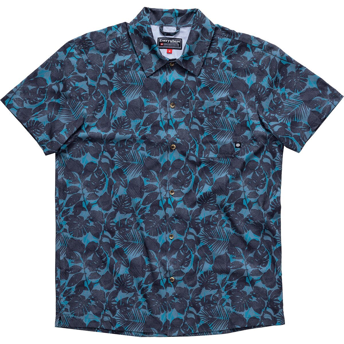 686 Nomad Perforated Button-Up Short-Sleeve Shirt - Men's Floral Deep Lake, S