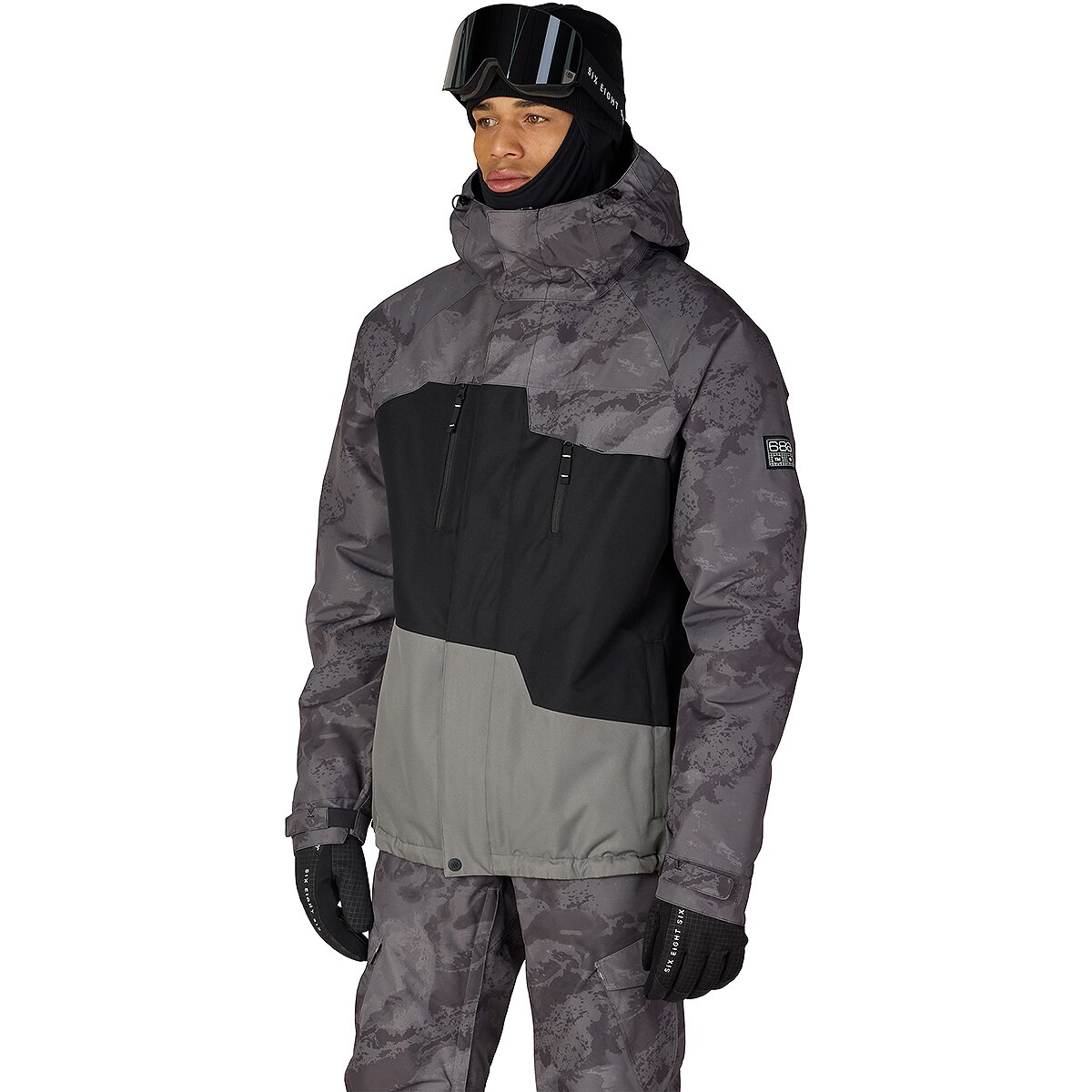 Image of 686 Geo Insulated Jacket - Men's Charcoal Hemisphere Colorblock, M