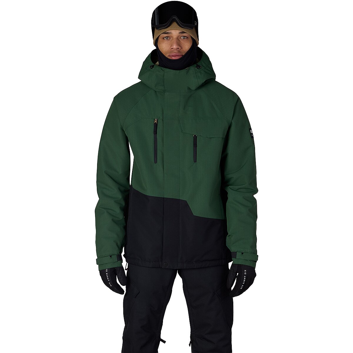 Image of 686 Geo Insulated Jacket - Men's Moss Green Ripstop Colorblock, M